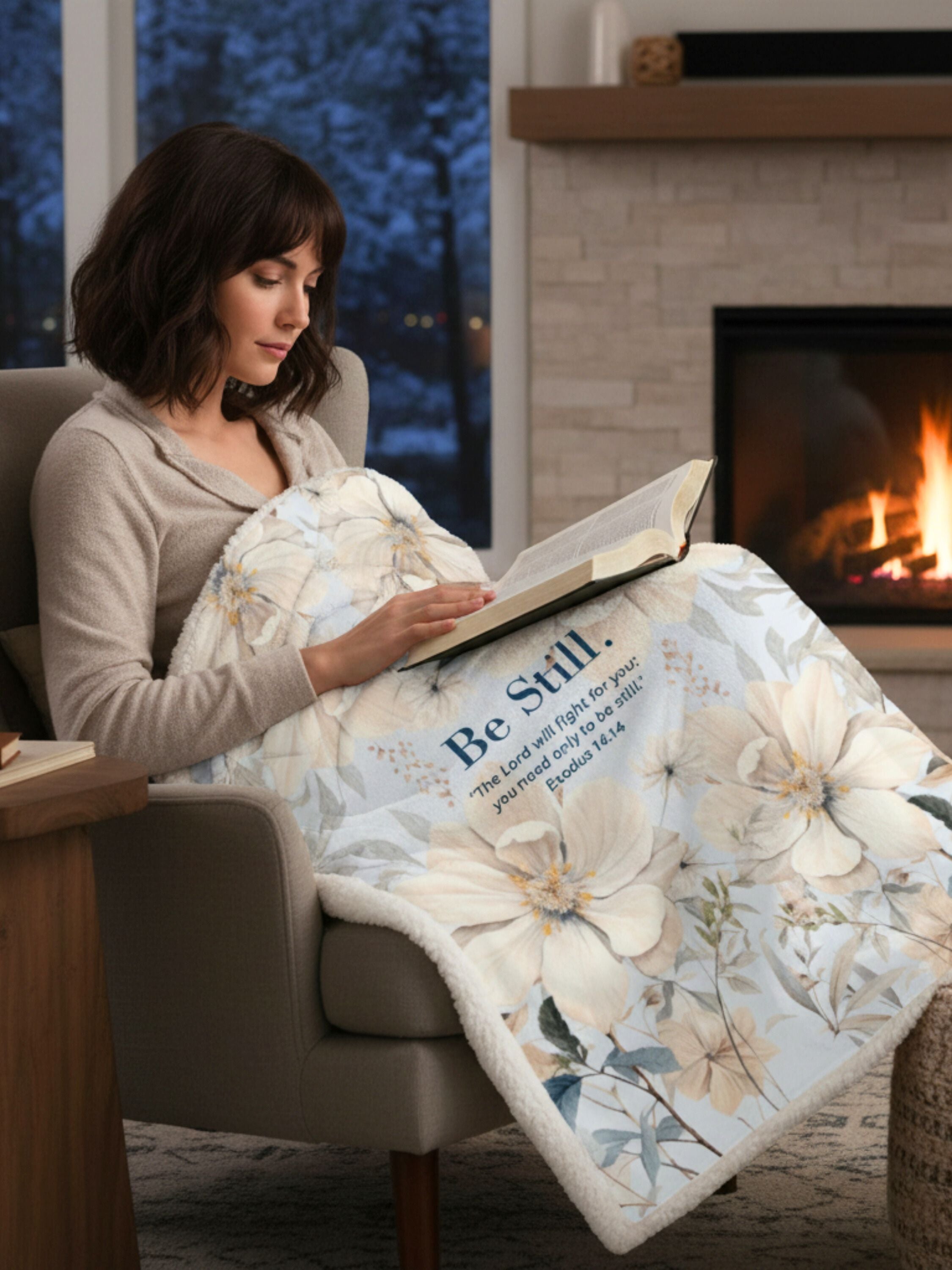 Be Still β Chinoiserie Floral Sherpa Blanket