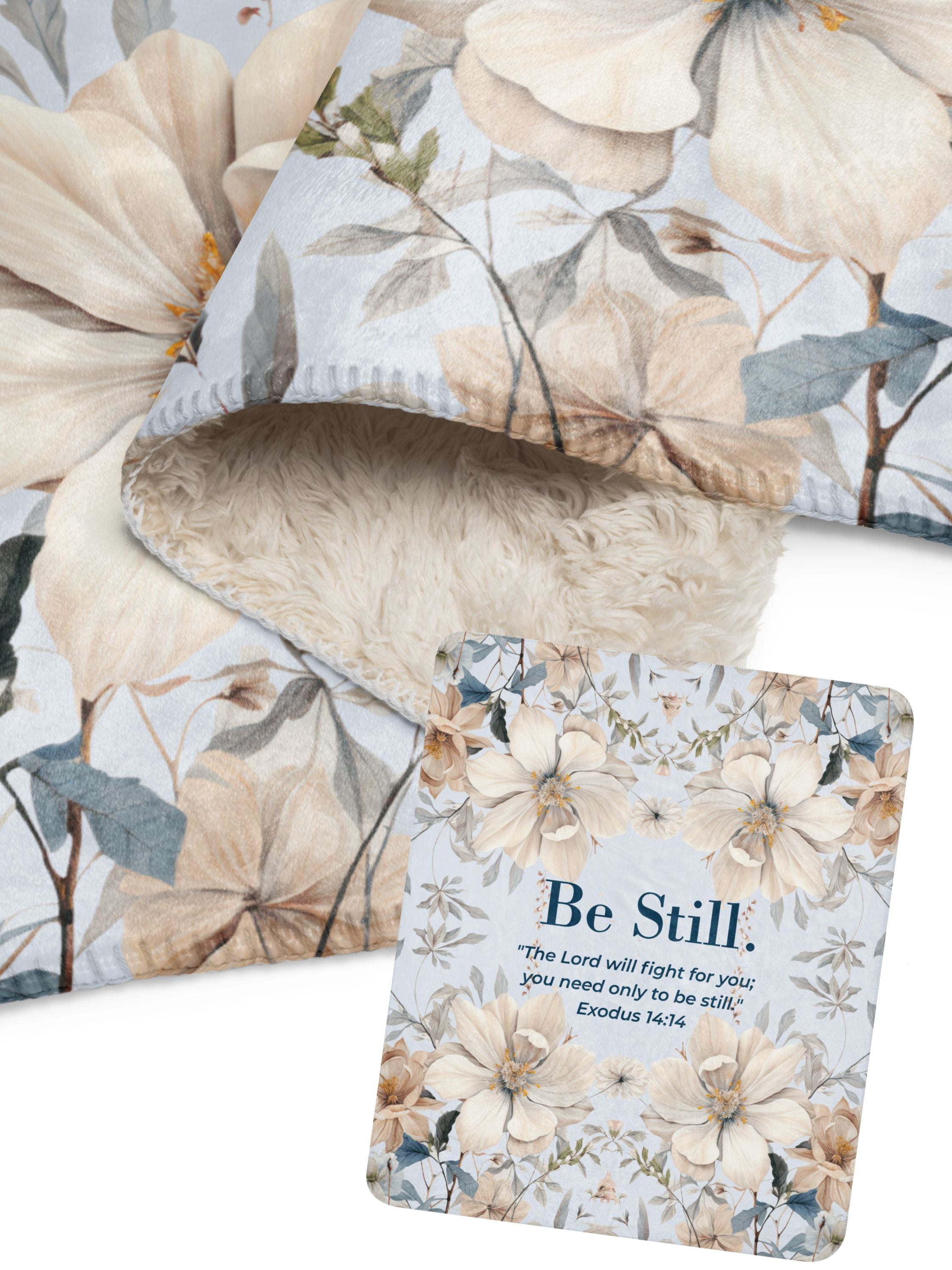 Be Still – Chinoiserie Floral Sherpa Blanket