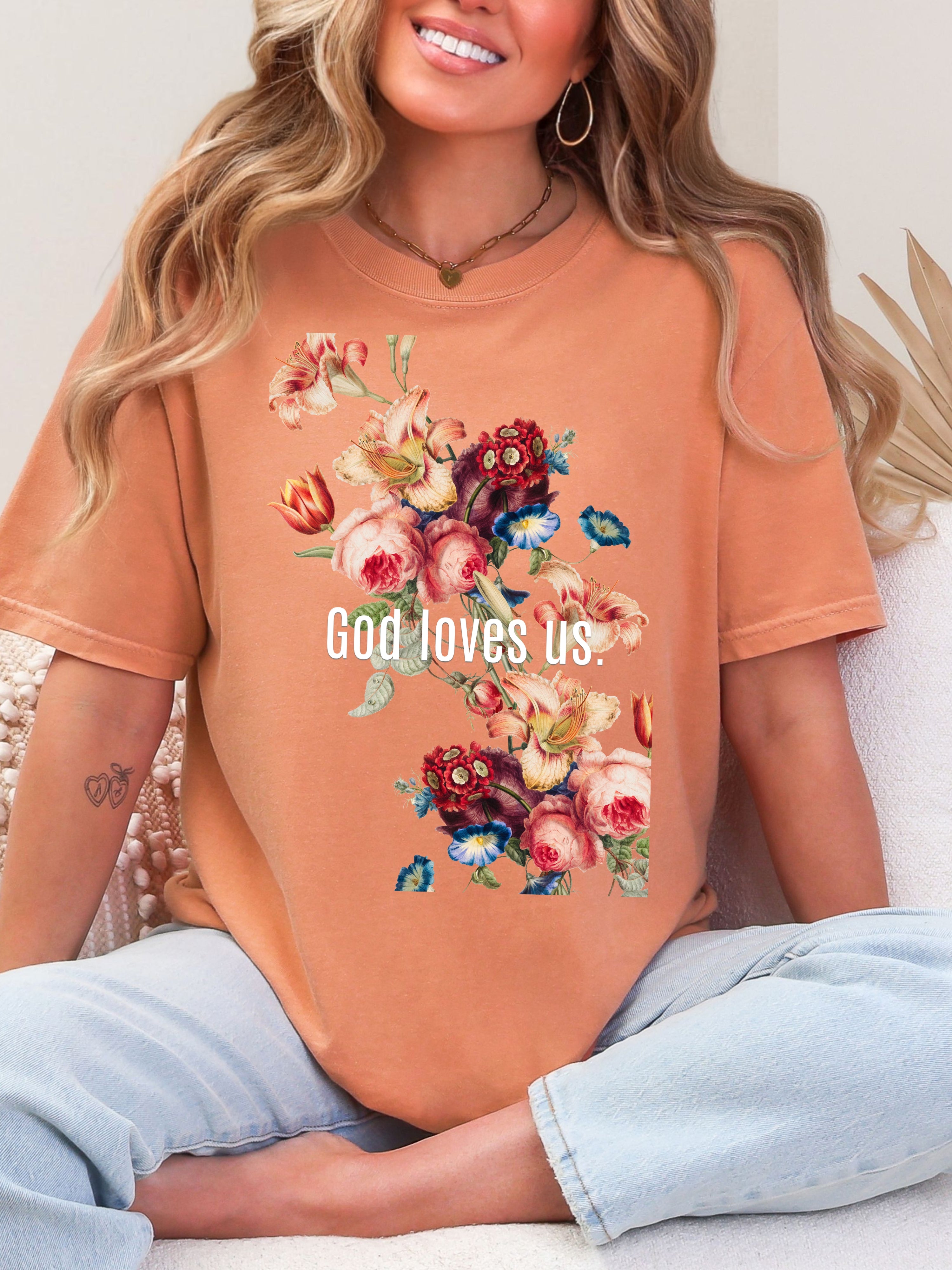 God Loves Us — Diagonal Vintage Florals