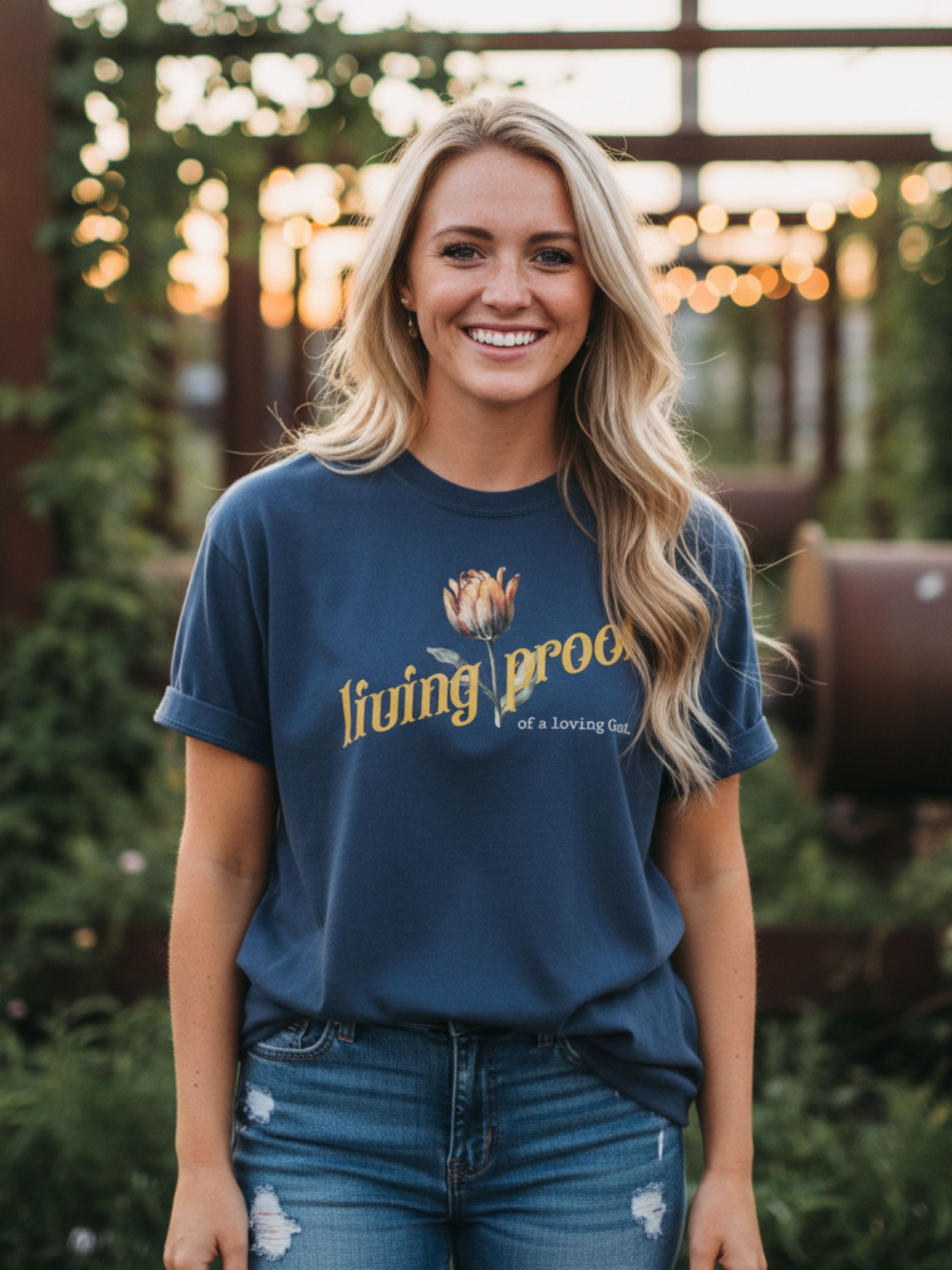 Living Proof of a Loving God — Tulip Design on Dark