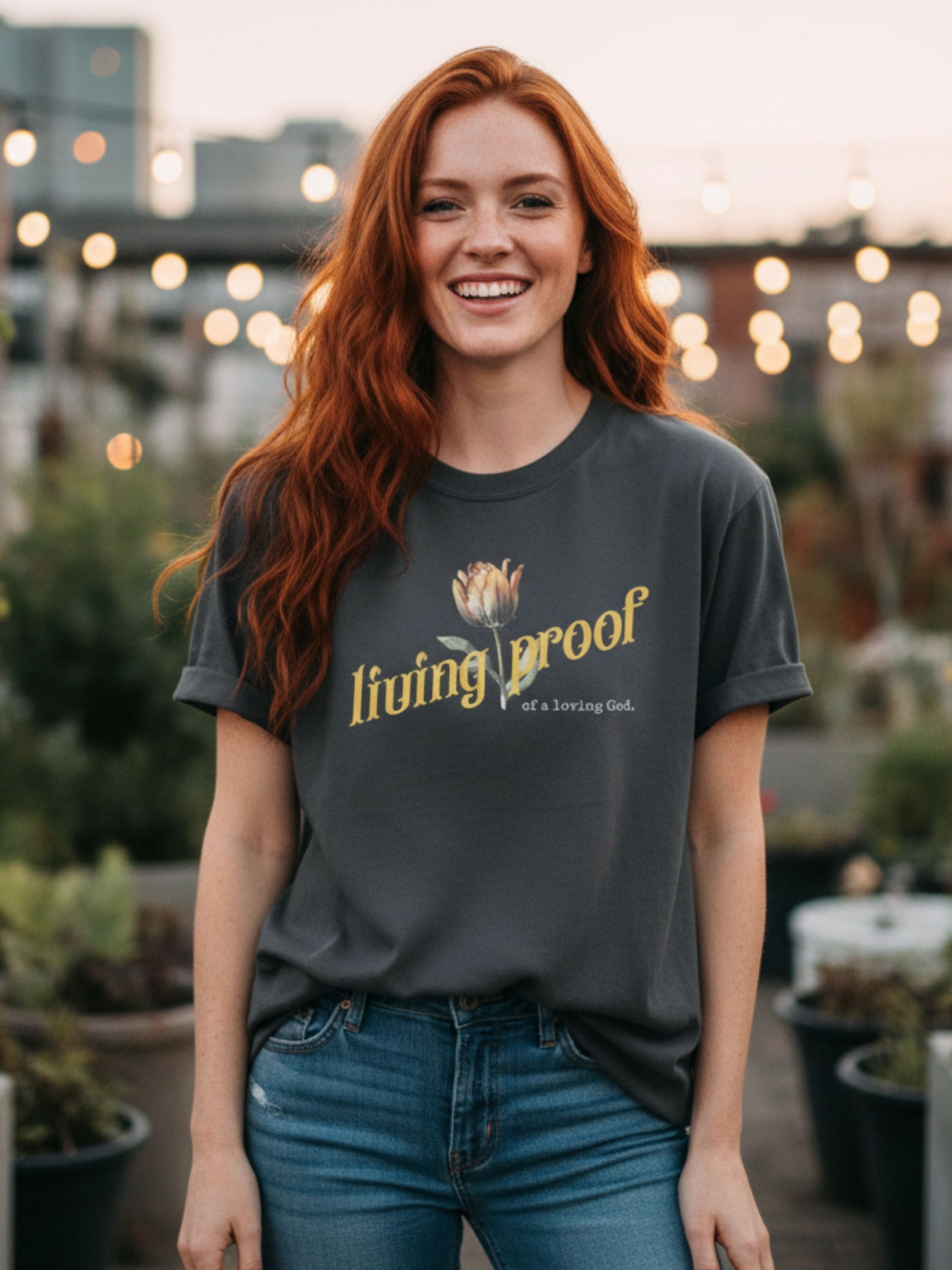 Living Proof of a Loving God — Tulip Design on Dark