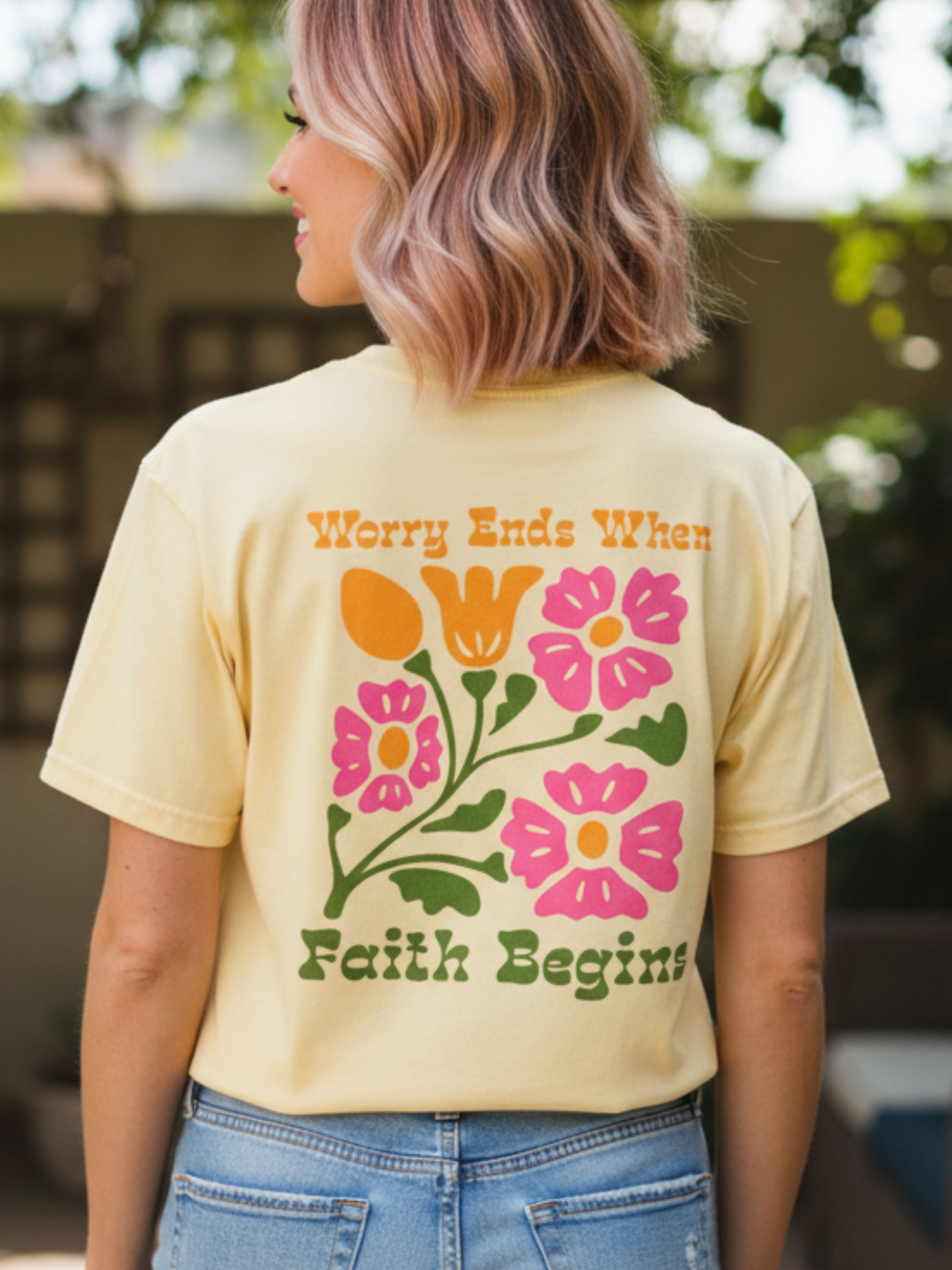 Worry Ends When Faith Begins – Christian Encouragement T-Shirt