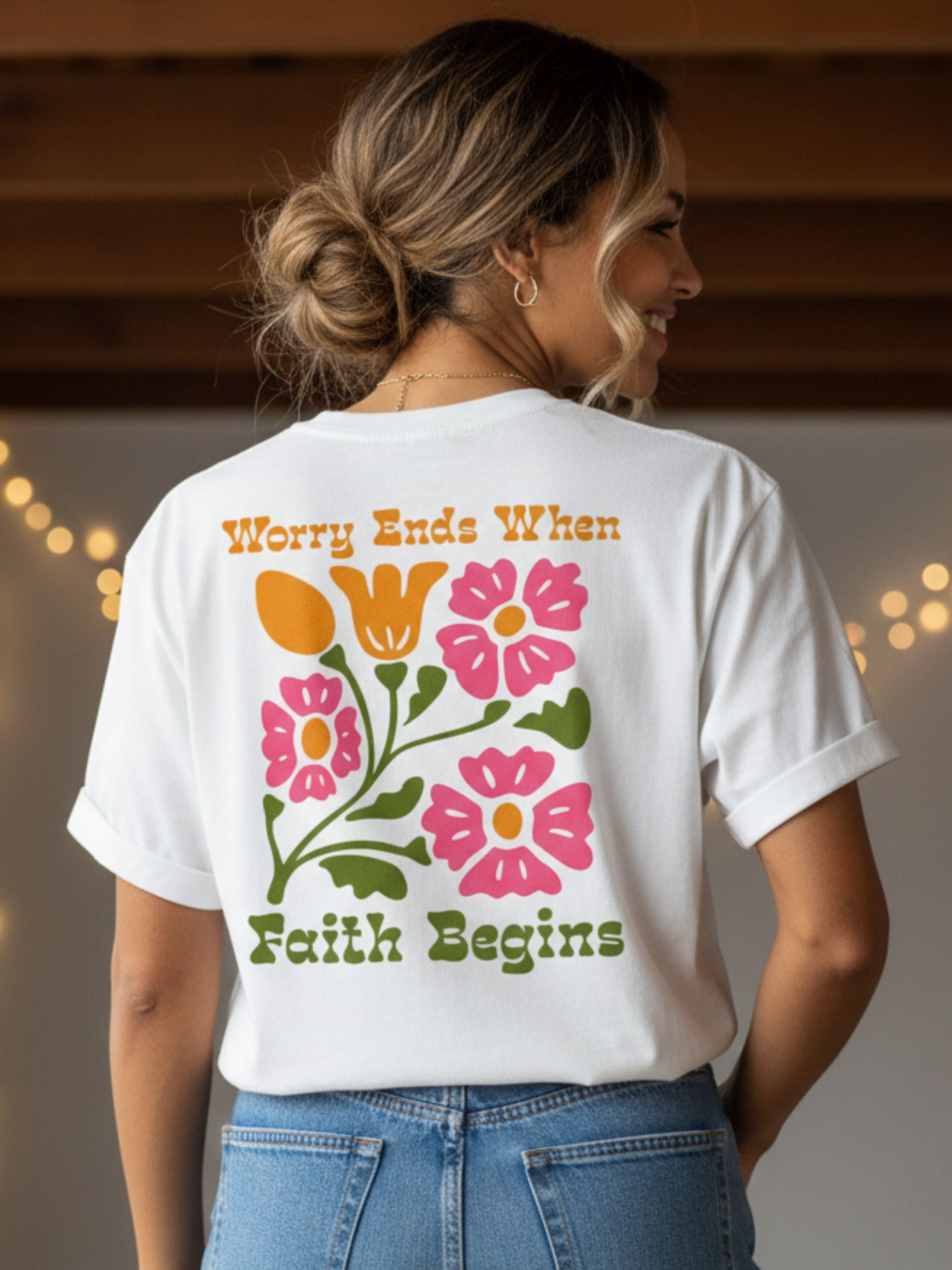 Worry Ends When Faith Begins – Christian Encouragement T-Shirt
