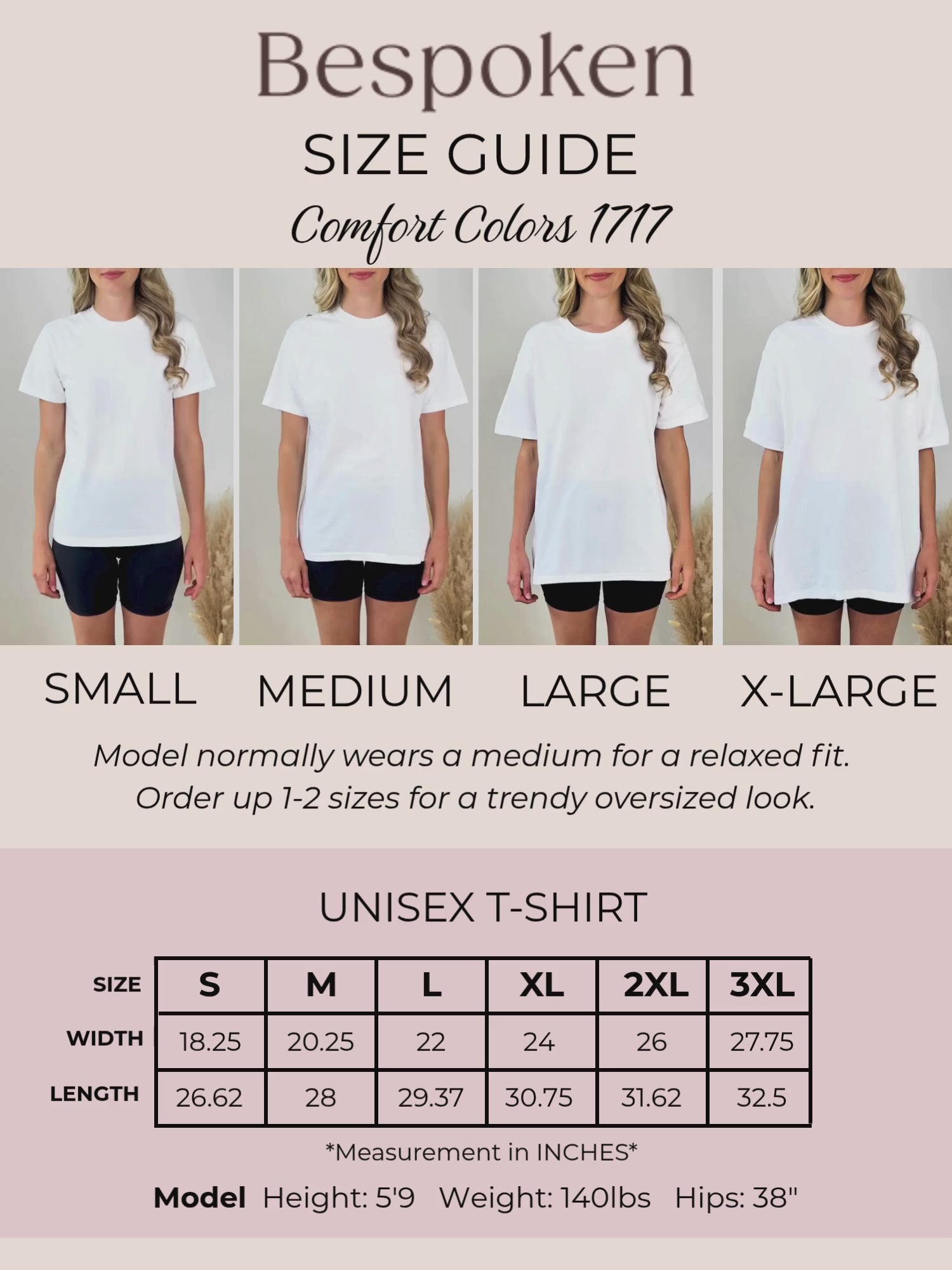 Comfort Colors 1717 Size Guide