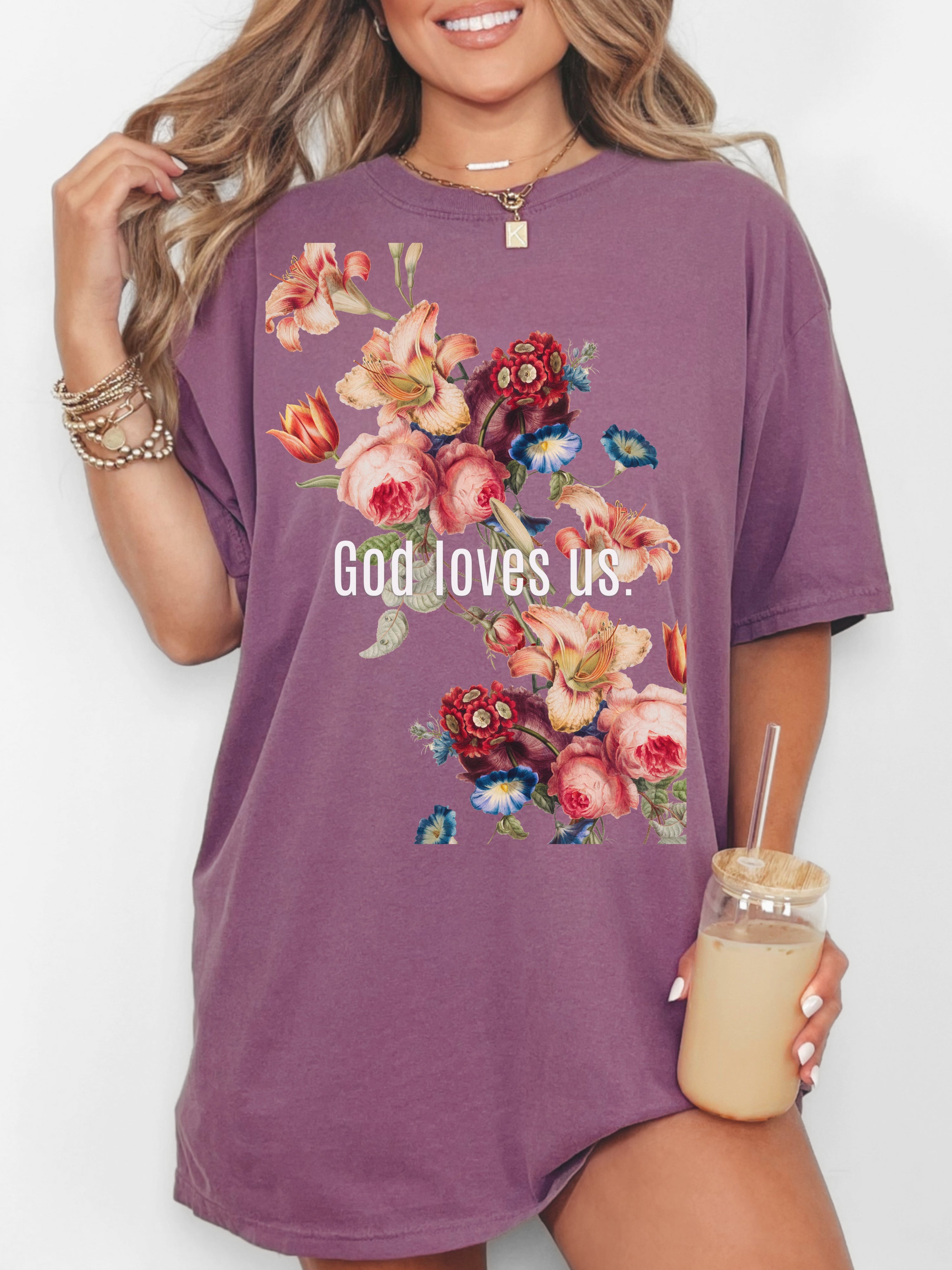 God Loves Us — Diagonal Vintage Florals