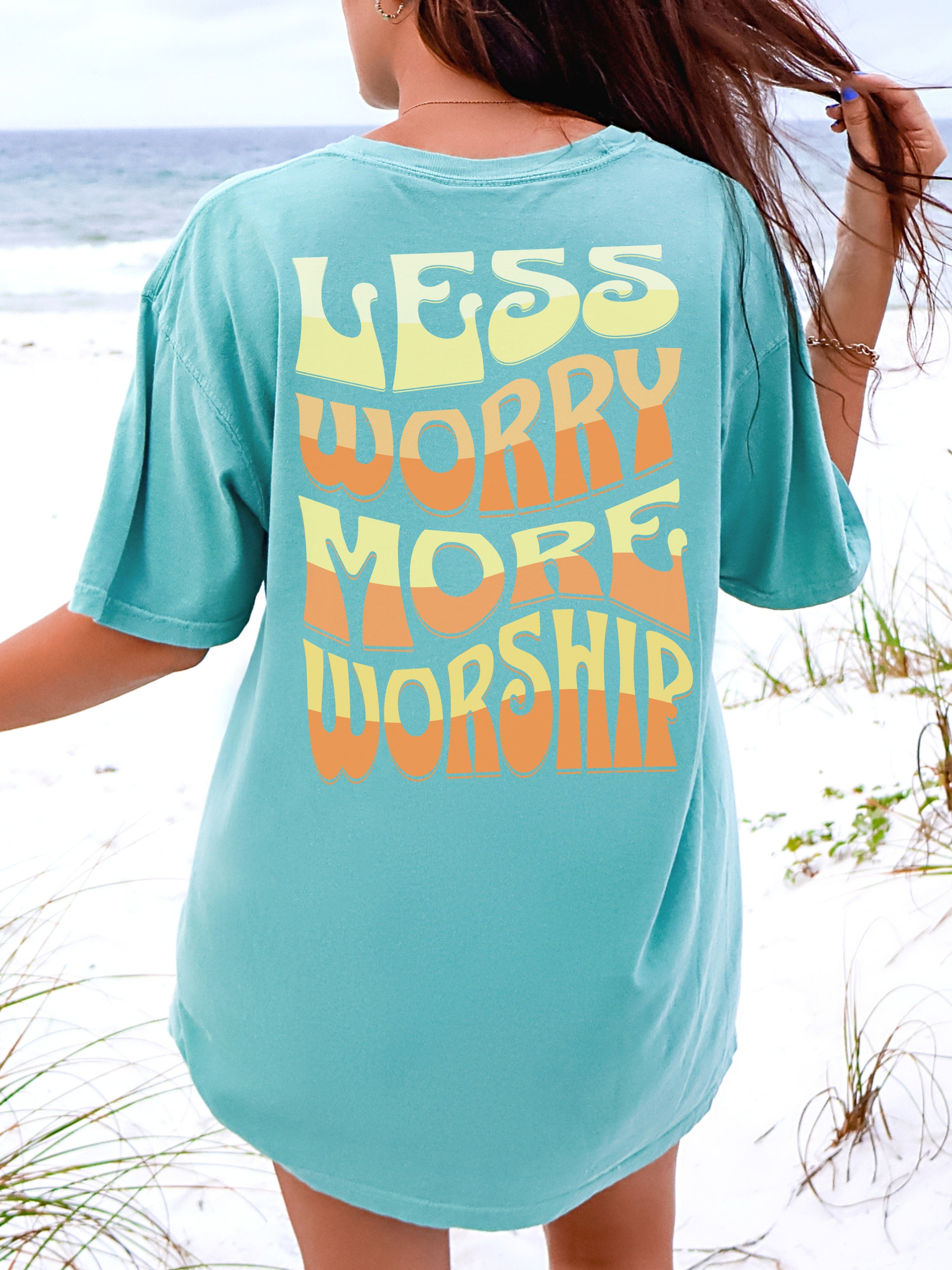 Less Worry More Worship — Retro T-Shirt