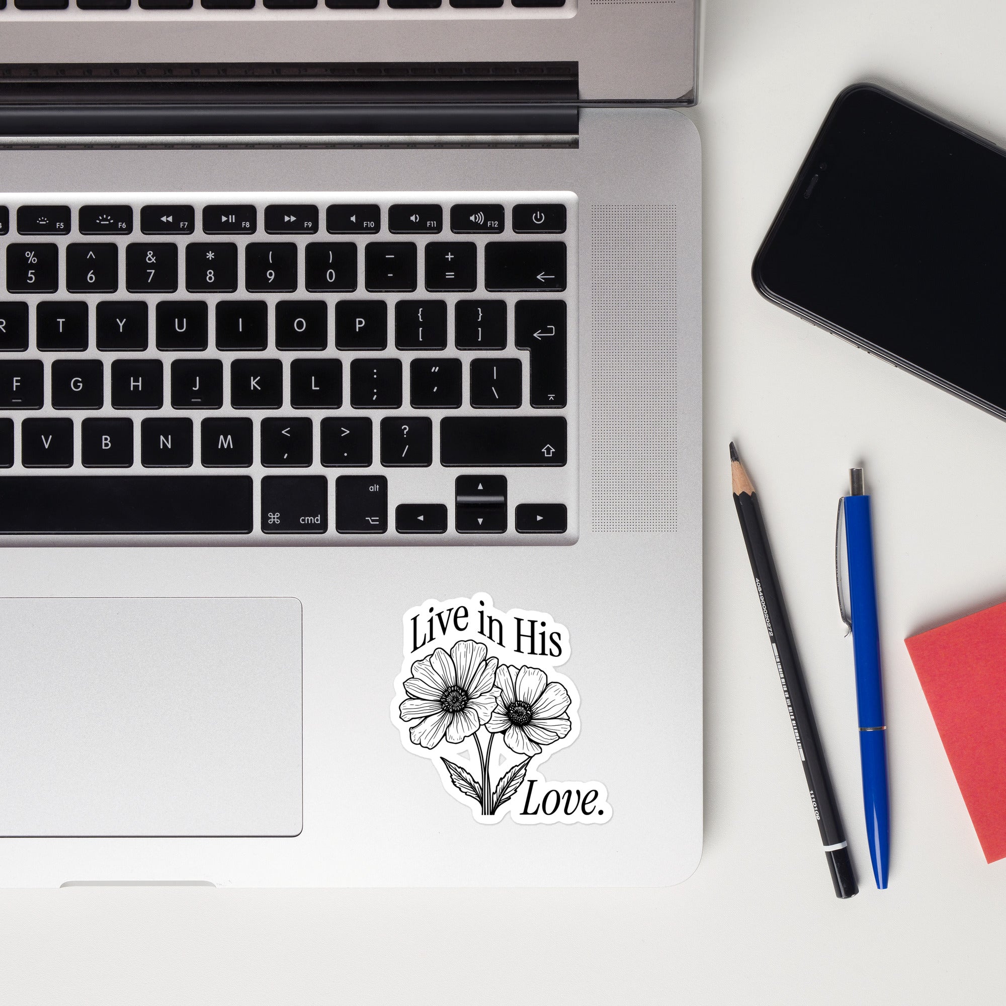Live In His Love - Black Poppies Sticker