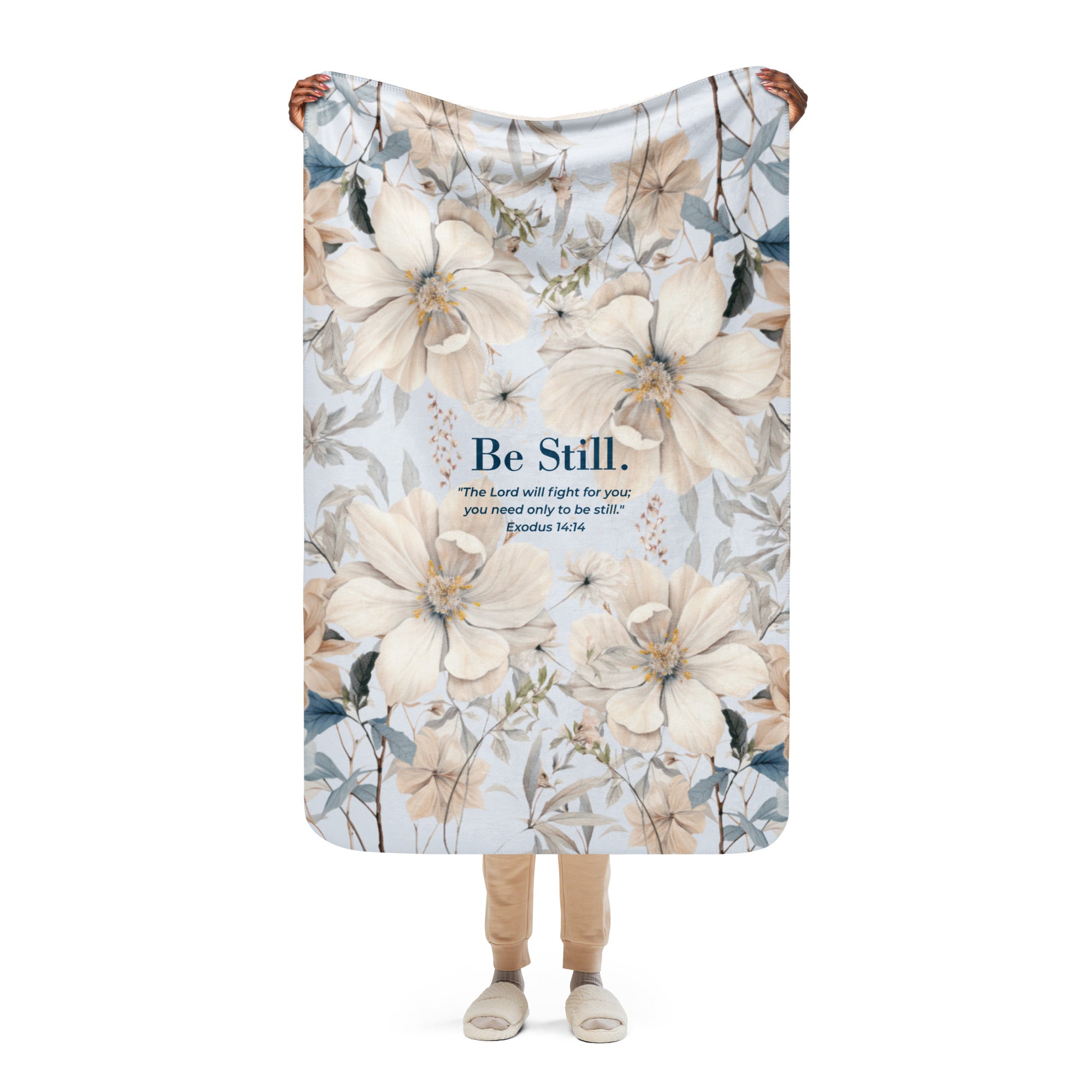 Be Still – Chinoiserie Floral Sherpa Blanket
