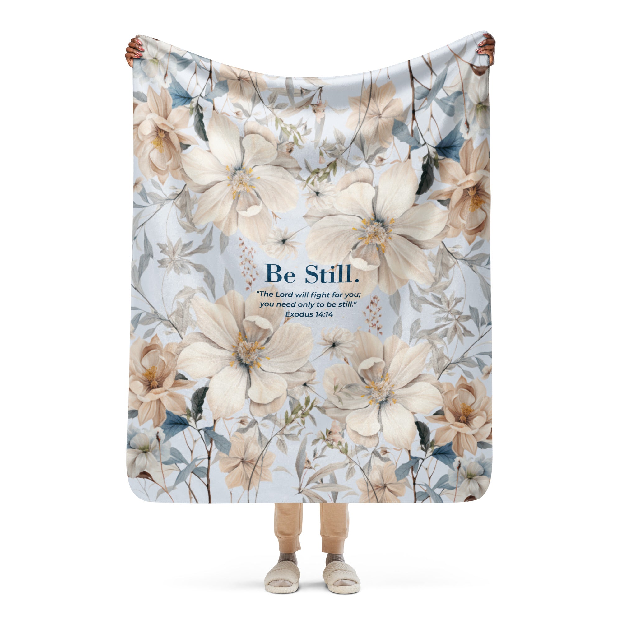 Be Still – Chinoiserie Floral Sherpa Blanket