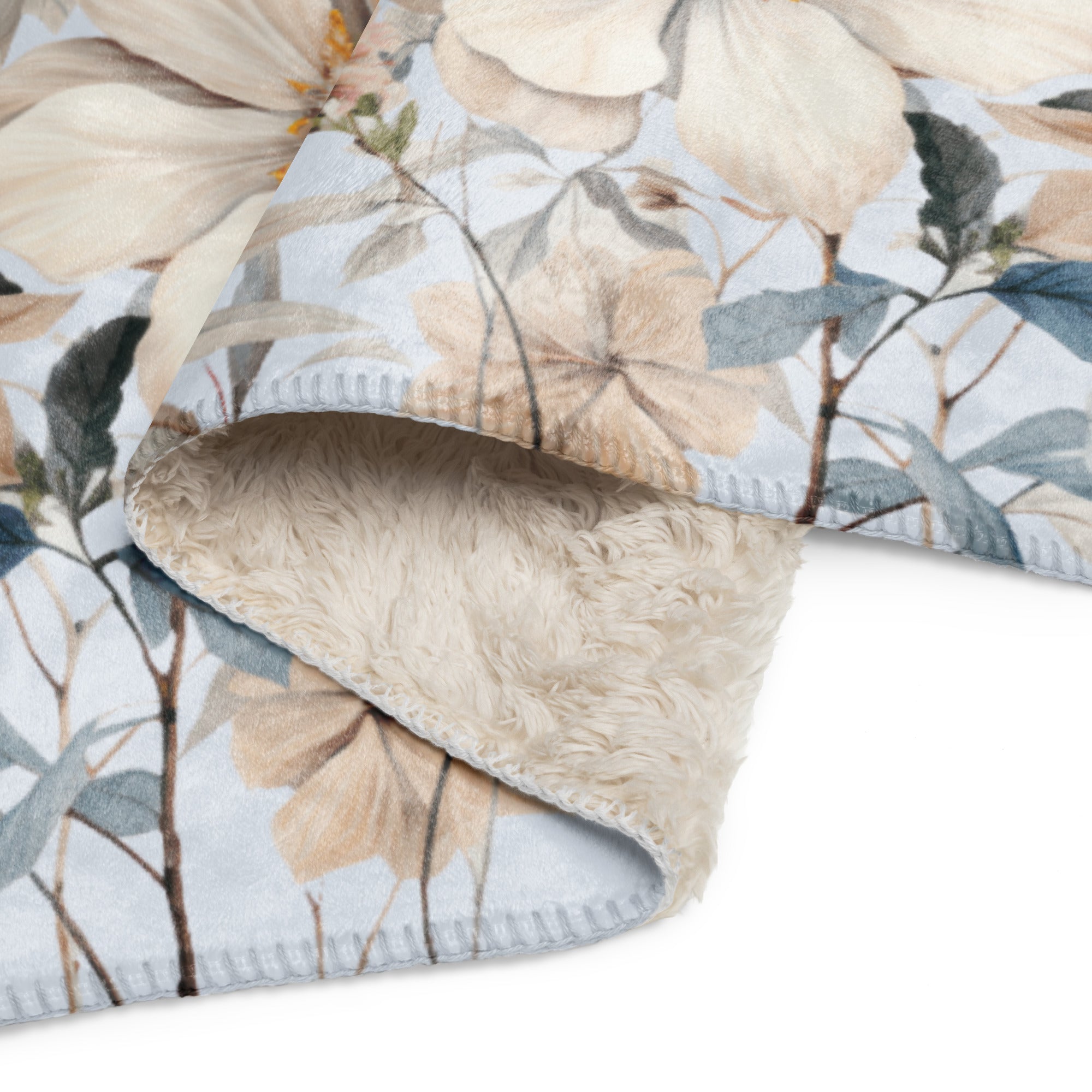 Be Still – Chinoiserie Floral Sherpa Blanket
