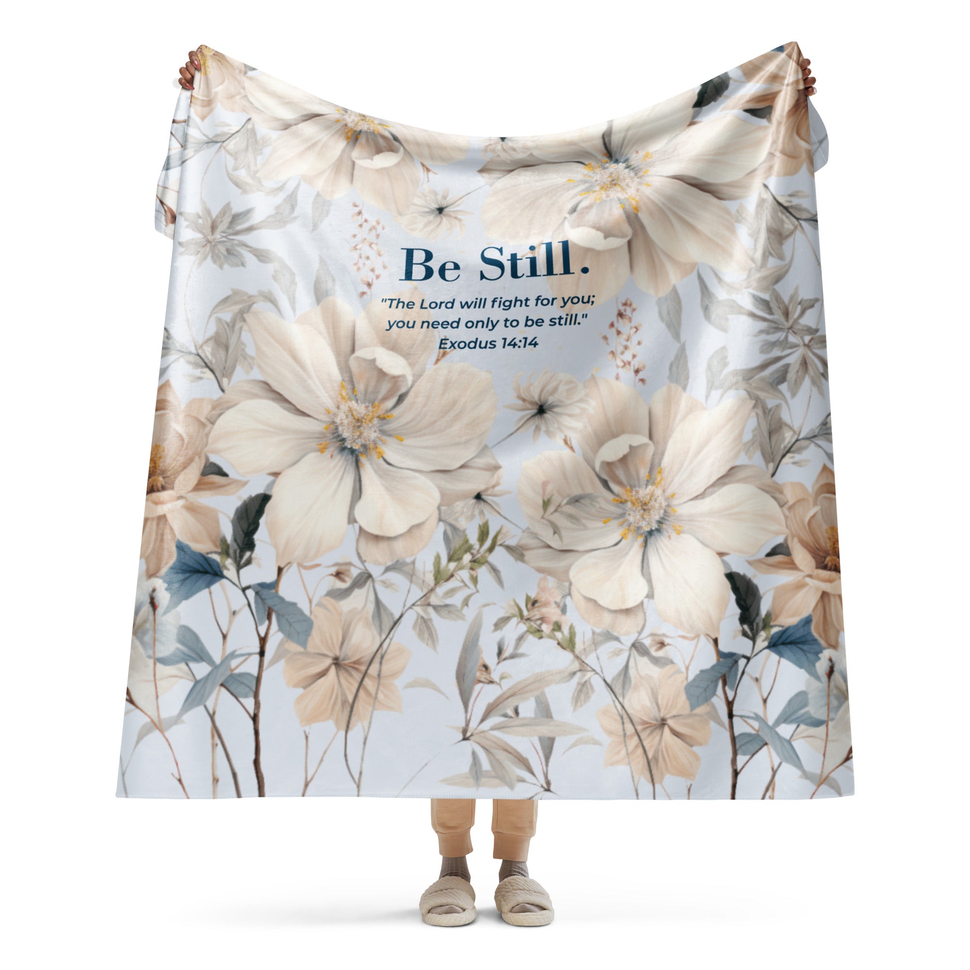 Be Still – Chinoiserie Floral Sherpa Blanket